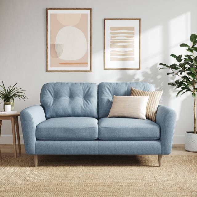 Sven Chunky Tonal Weave 2 Seater Sofa - Soft Blue