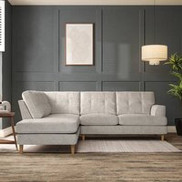 Cooper 4 Seater Corner Chaise Sofa - Chunky Chenille White Sand