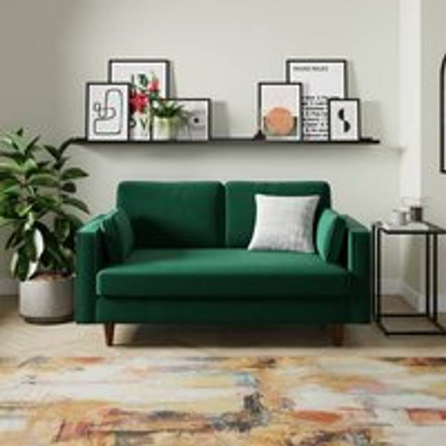 Zoe Plain Velvet 2 Seater Sofa - Racing Green