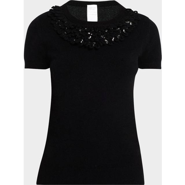 Cashmere Loop & Rhinestone Crewneck - BLACK - Large