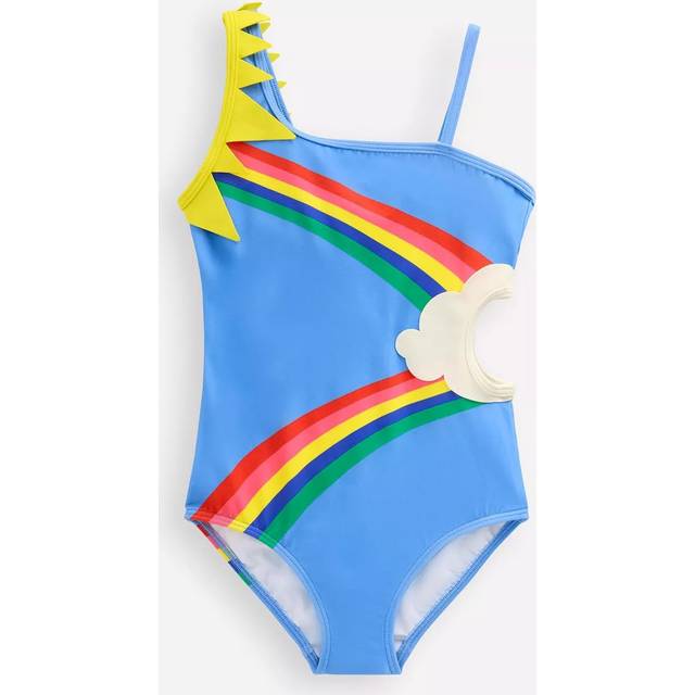 Mini Boden Kids' Cut Out Rainbow Swimsuit, Blue