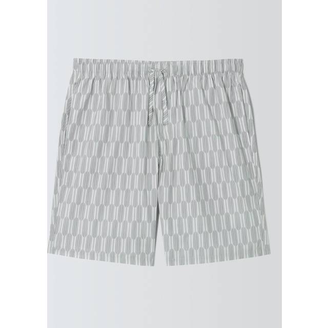 John Lewis Organic Cotton Tile Pattern Pyjama Shorts, Green Mid