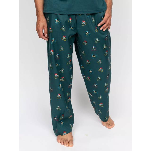 Cyberjammies Theo Bicycle Print Pyjama Bottoms, Green/Multi