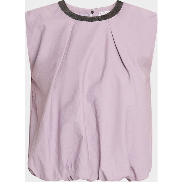 Monili-Collar Cotton Crop Balloon Tank Top - C9101 PURPLE ASH - X-Large