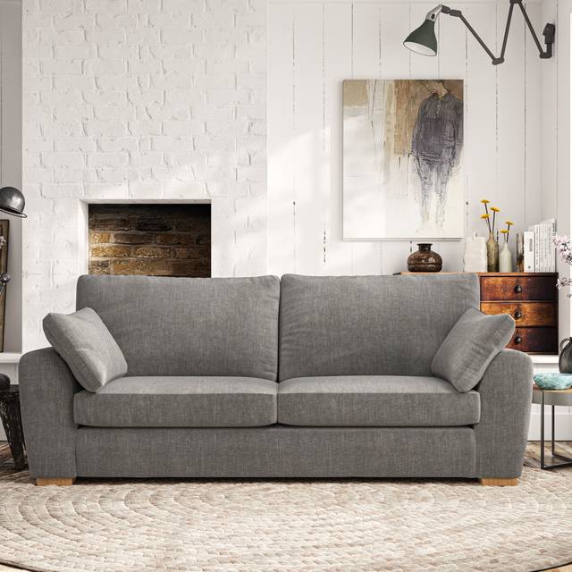 Madison Large 3 Seater Sofa - Tonal Plush Chenille Grey