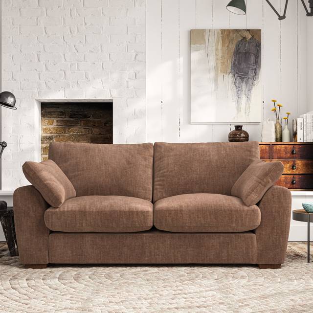 Madison 3 Seater Sofa - Tonal Plush Chenille Soft Clay