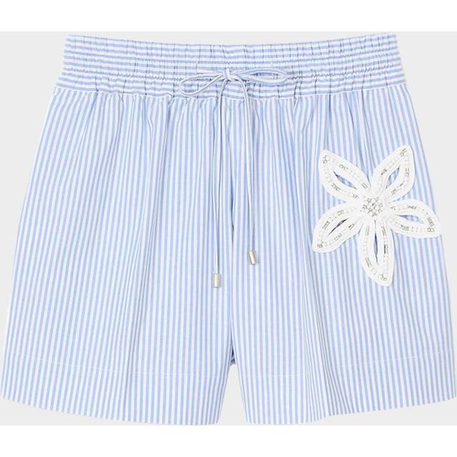 Short à rayures et détail fleur - Bleu Ciel - 42