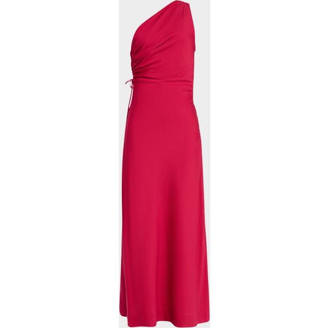Laureles One-Shoulder Ruched Dress - RASPBERRY - Large
