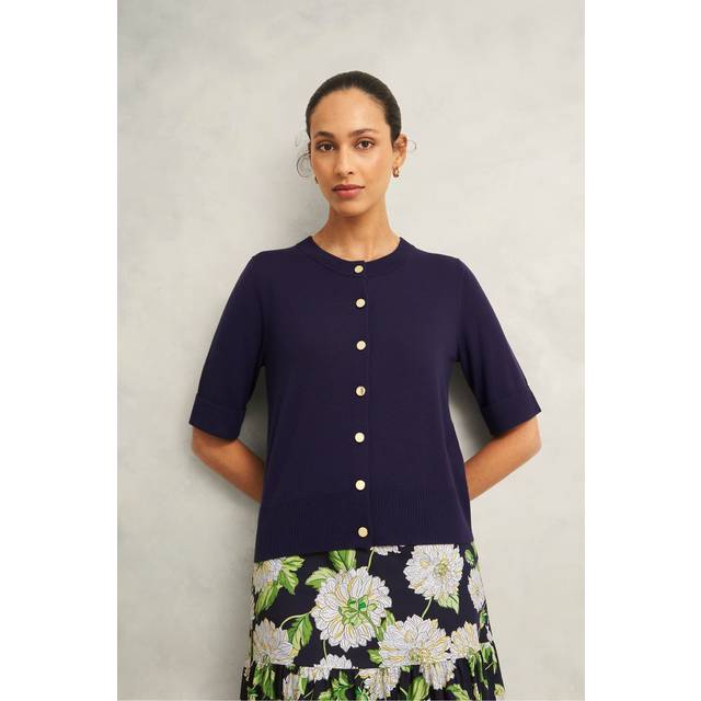 Hobbs Leanne Short Sleeve Cardigan, True Navy