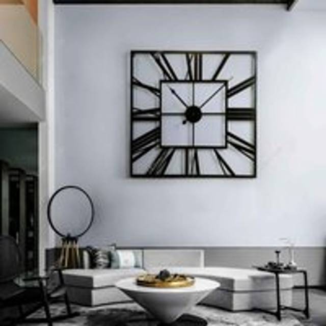 Garden Sanctuary 60Cm Modern Oversized Square Decorative Cut Out Metal Wall Clock - Black, Black