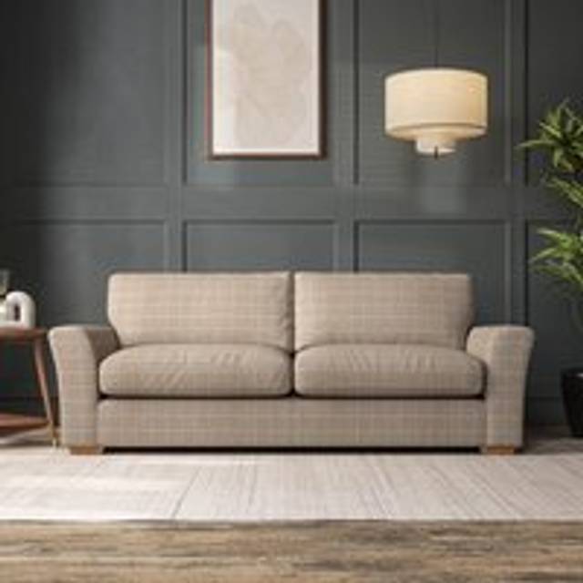 Lena 4 Seater Sofa - Check Natural