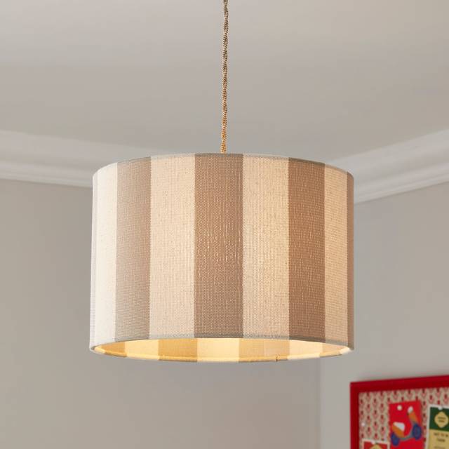Beatrice Stripe Drum Lamp Shade - Natural