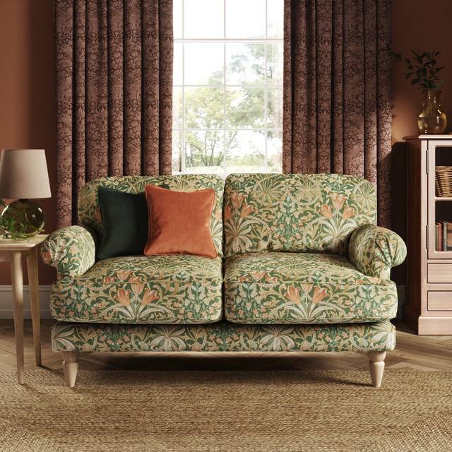 Jolene William Morris Woodland Weeds Print Velvet 2 Seater Sofa - Woodland Weeds Fennel