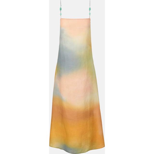 Laura Beaded-Strap Linen Maxi Dress - PASTEL CLOUDS - X-Small
