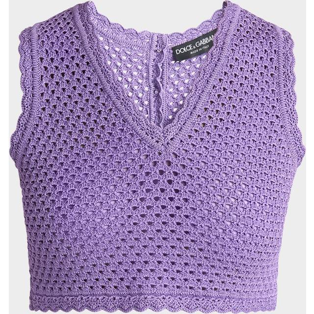 Crochet Knit Crop Tank Top - PURPLE - 42 IT (6 US)
