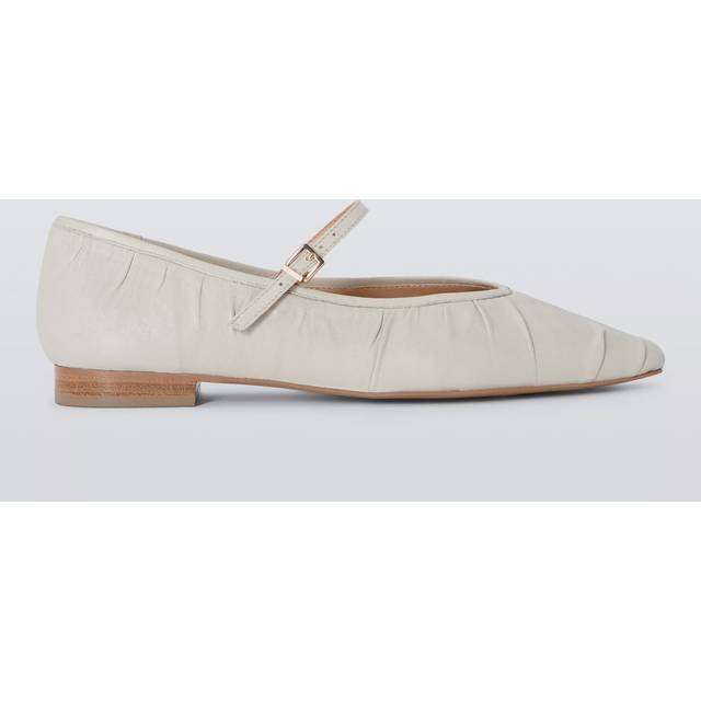 John Lewis Hailey Leather Ruched Mary-Jane Ballerina Pumps, Cream