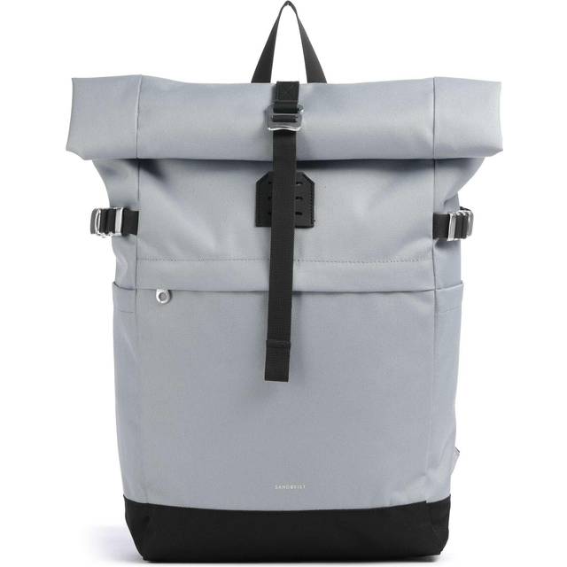 SANDQVIST ICON Rolltop backpack M - Ice Blue with Black Leather (One Size)