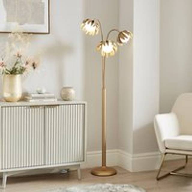 Alder Art Deco 3 Light Floor Lamp - Gold