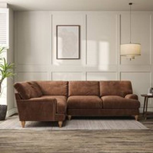 Darwin 4 Seater Corner Sofa - Tonal Plush Chenille Soft Clay