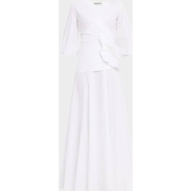 Flower-Embellished Stretch Cotton Maxi Dress - BIANCO - 6