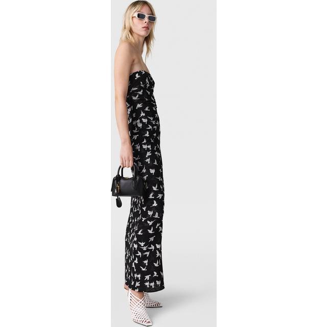 Stella McCartney - Dove Print Mesh Strapless Midi Dress, Woman, Black/White, Size: XS