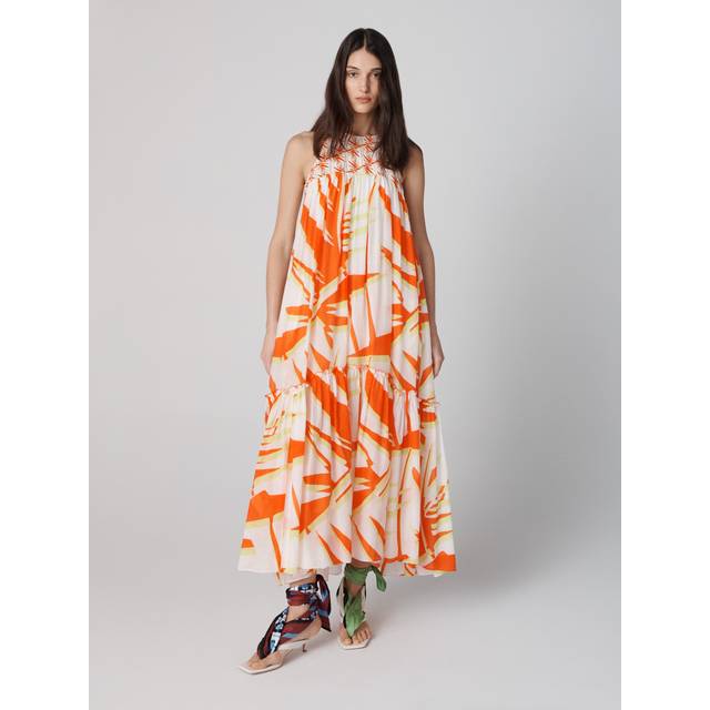 Melisse Abstract-Print Trapeze Maxi Dress - PALM GEO ORANGE GIANT - Medium