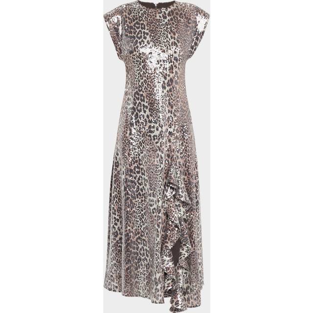 Leopard Sequined Slit Midi Dress - LEOPARD - 44 FR (12 US)