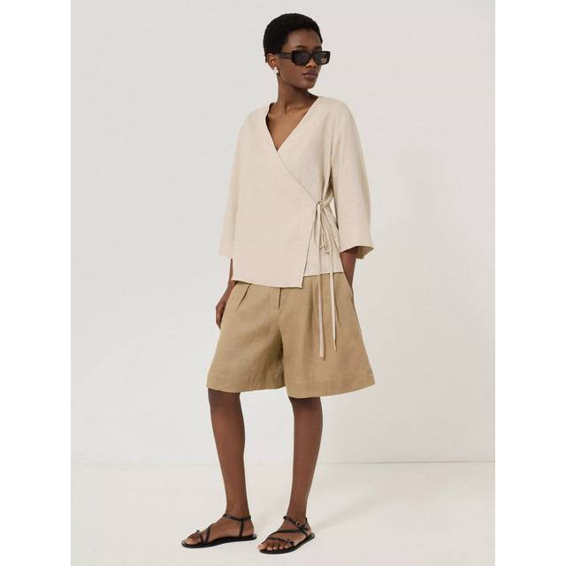 Jigsaw Pure Linen Bermuda Shorts, Green
