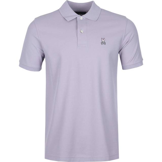 Psycho Bunny Mens Lavender Grey Classic Pique Polo Shirt - Blue - X-Large