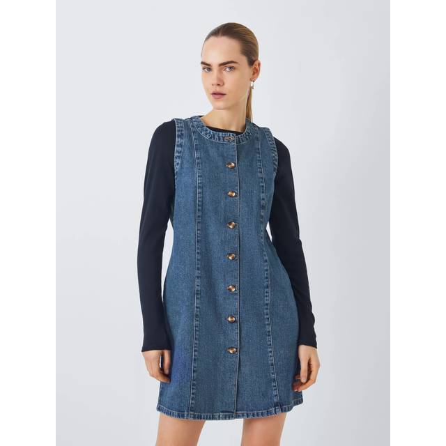 John Lewis ANYDAY Denim Pinafore Dress, Blue