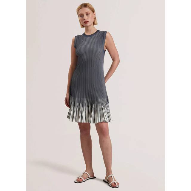 Ted Baker Textured Stripe Flippy Skirt Mini Dress, Navy