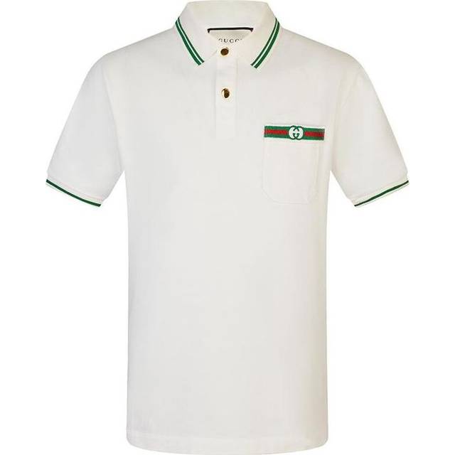 Gucci-Embellished Webbing And Interlocking GG Cotton Short-Sleeved Polo Shirt For Men White 628339-XJCQR-9061 - Ivory