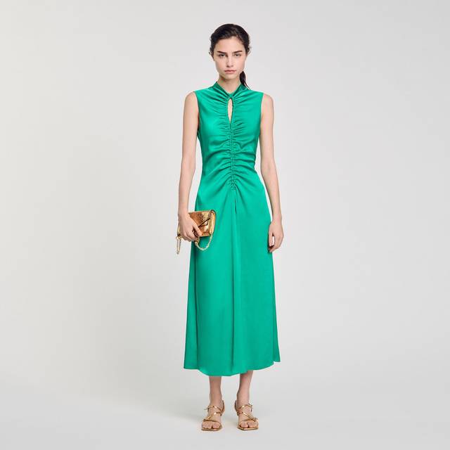 Robe longue en satin - Vert Emeraude - 42