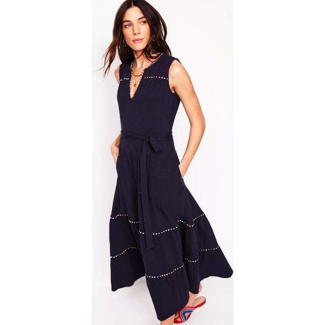 Boden Tara Trim Tiered Jersey Dress, Navy