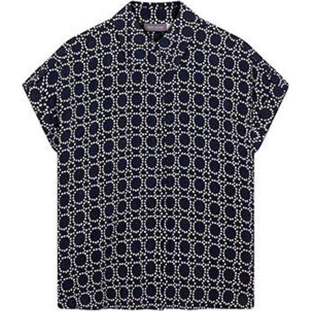 Mint Velvet Abstract Print Resort Shirt, Blue Navy