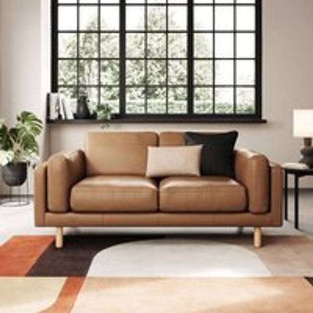 Newton Classic Leather 2 Seater Sofa - Classic Leather Tan