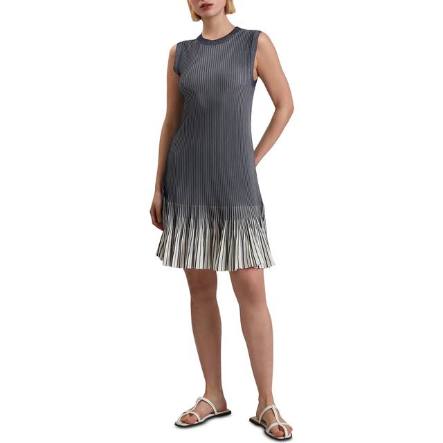 Ted Baker Textured Stripe Flippy Skirt Mini Dress, Navy