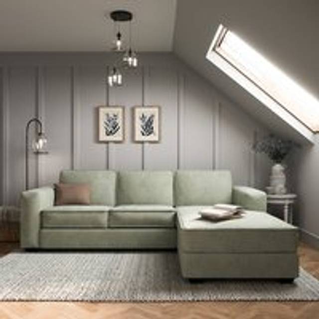 Claude Soft Tonal Chenille Corner Chaise Sofa - Sage