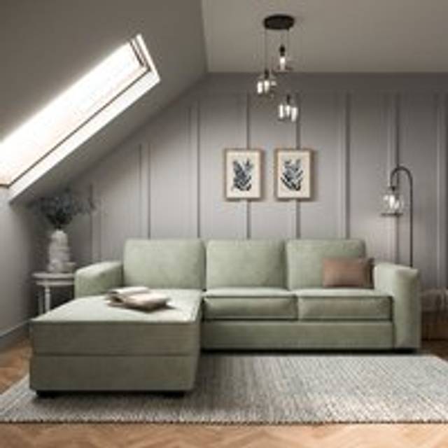Claude Soft Tonal Chenille Corner Chaise Sofa - Sage