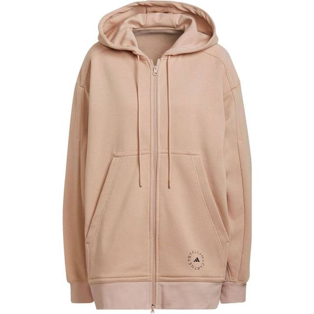 (WMNS) adidas By Stella McCartney Logo Print Zip-Up Hoodie 'Beige' H59289 - XL