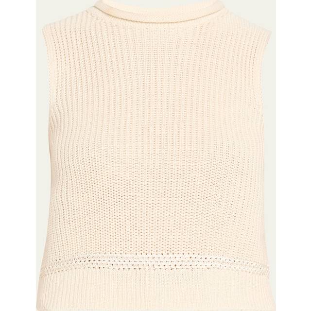Silk Jersey Sleeveless Rollneck Sweater - CREAM - Medium