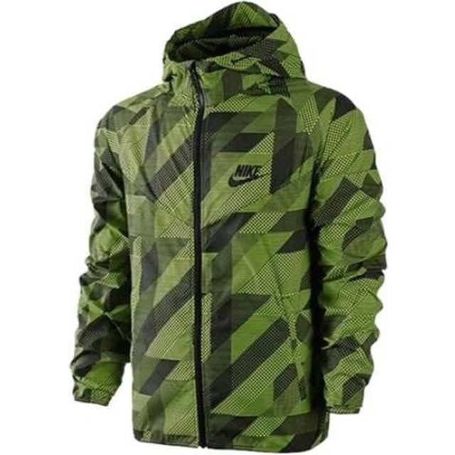 Nike Splicing Chest Brand Logo Geometry Pattern Printing hooded track Jacket Green 687564-702 - Default Color - M