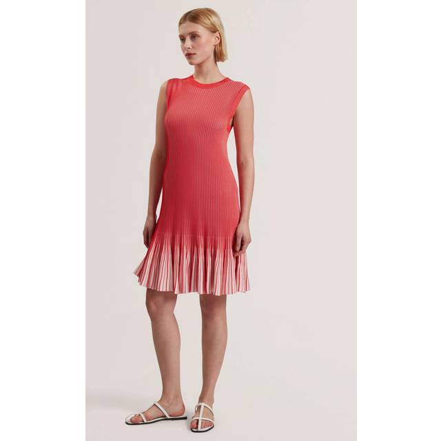 Ted Baker Textured Stripe Flippy Skirt Mini Dress, Red