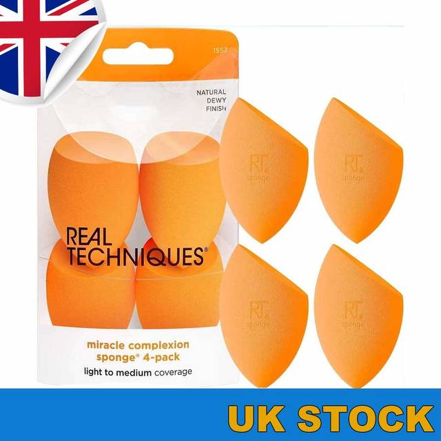 Real Techniques 1553m Miracle Complexion Sponges Beauty Egg Travel Size 4pcs