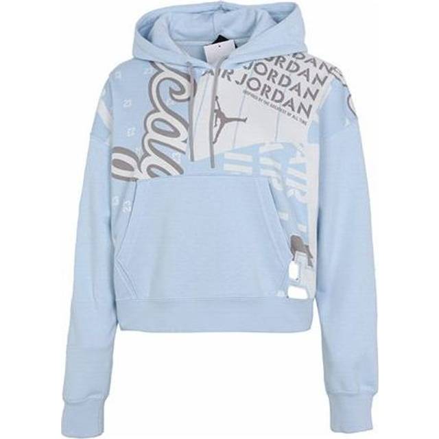 (WMNS) Air Jordan Funny Pattern Knit Short Pullover Hoodie Light Blue DD9296-438 - Default Color