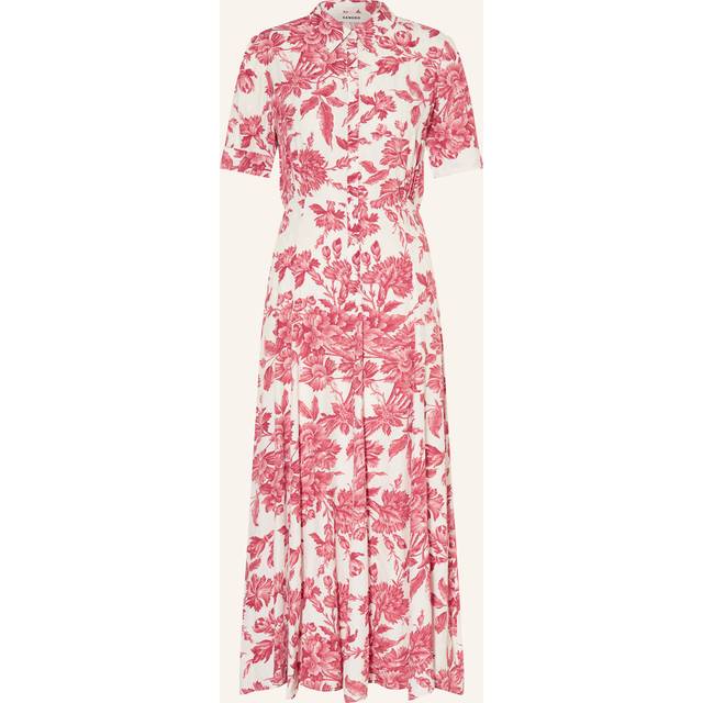 Robe longue chemise à imprimé fleuri - Blanc / Rouge - 40