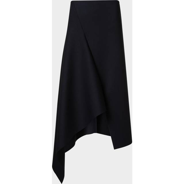 Asymmetric Techno Neoprene Midi Skirt - BLACK - 16