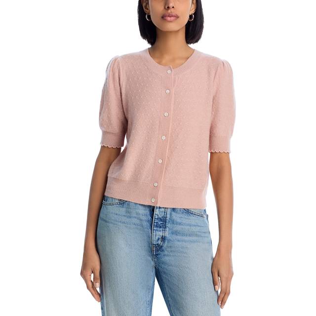 The Cashmere Pointelle Cardigan - LIGHT PINK - Small