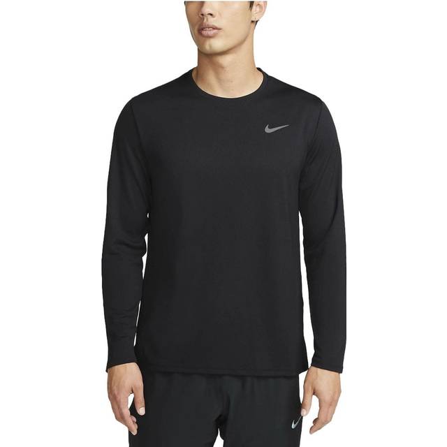 Nike Miler Dri-FIT UV Long-Sleeve Running T-Shirt 'Black' FB7071-010 - Black/White