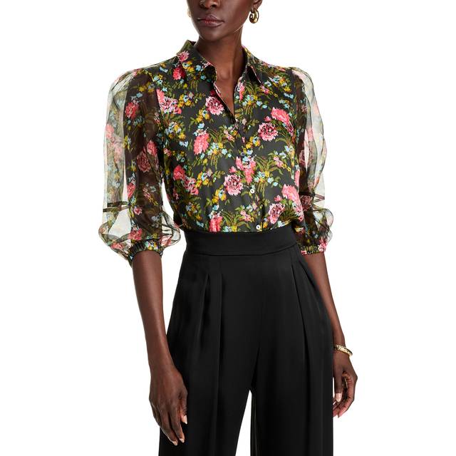 Karyn Floral Puff-Sleeve Top - LAVASTONE MULTI - Small